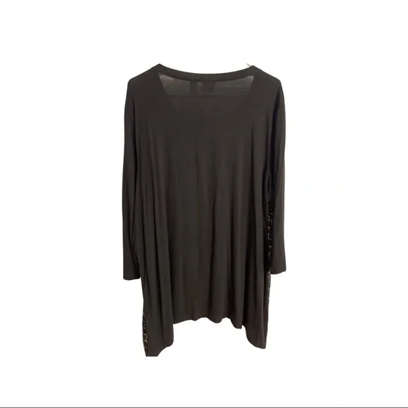 Chico’s Women’s Eyelet Scoop Black Cream Tunic Size 3 (16) - Picture 2 of 5